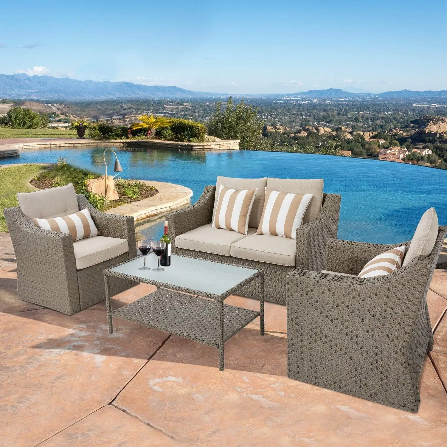 Outdoor Furniture No Cushions - Outdoor Patio Furniture Conversation Set Rattan