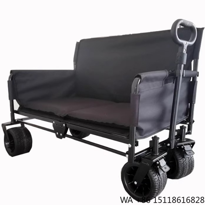 Outdoor Furniture Recliner Set - JXFT Multifunctional Four-Wheel Metal Outdoor Folding