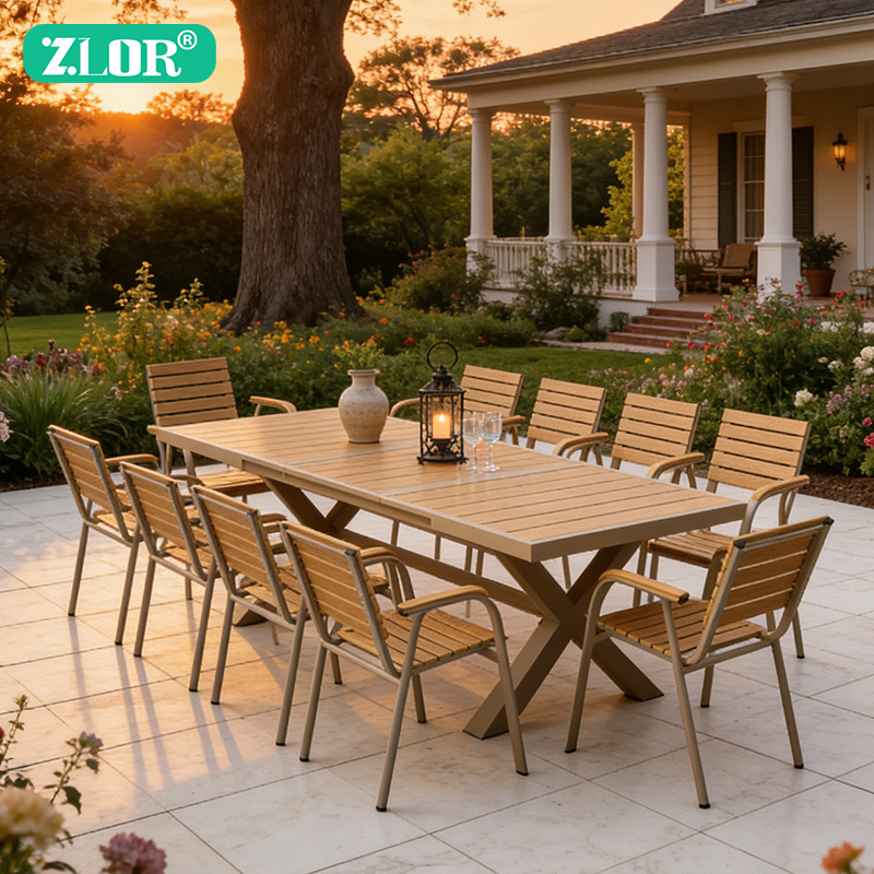 Outdoor Furniture No Cushions - Modern Aluminum Frame Outdoor Dining Set