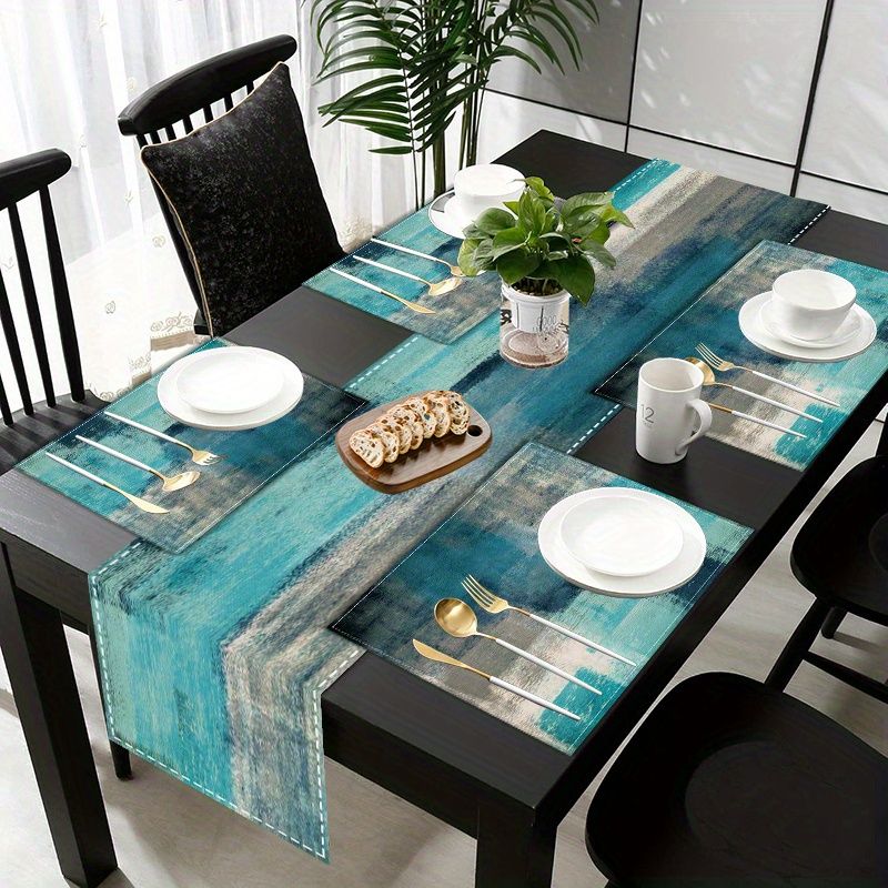 Outdoor Furniture Dining - VIKAMA Morandi Abstract Ink Table Runner