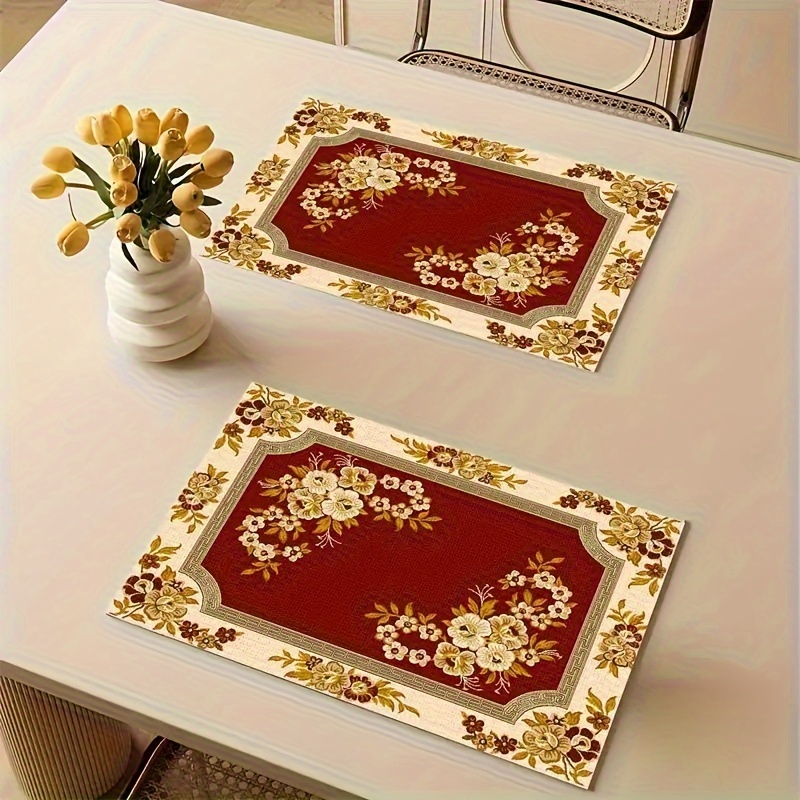 Outdoor Furniture Dining - Light Luxury Wine Red Floral Print
