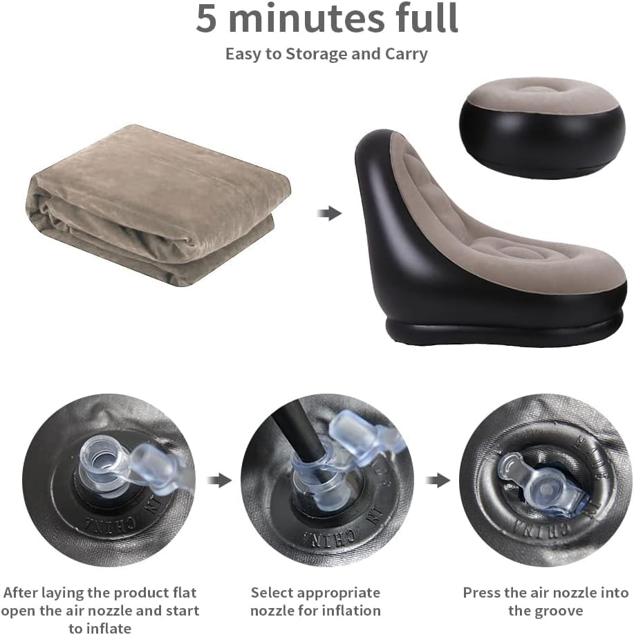 2Pcs Lazy Sofa Inflatable Chai - Outdoor Furniture Recliner Set 评论和价格