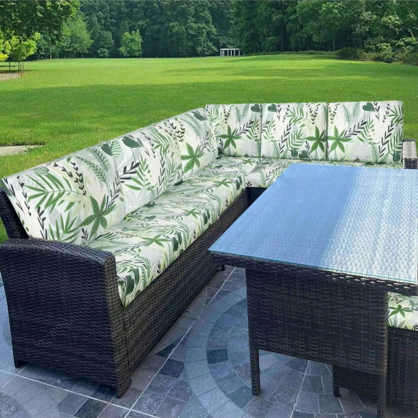 Outdoor Tropical Print Sofa Cu - Outdoor Furniture No Cushions 评论和价格