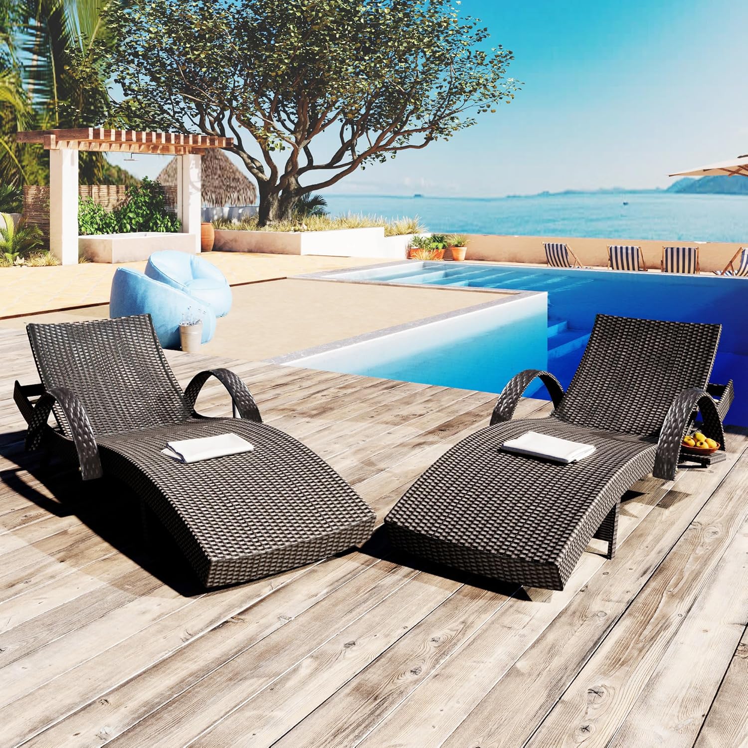 80'' Adjustable Reclining Chai - Outdoor Furniture Recliner Set 评论和价格