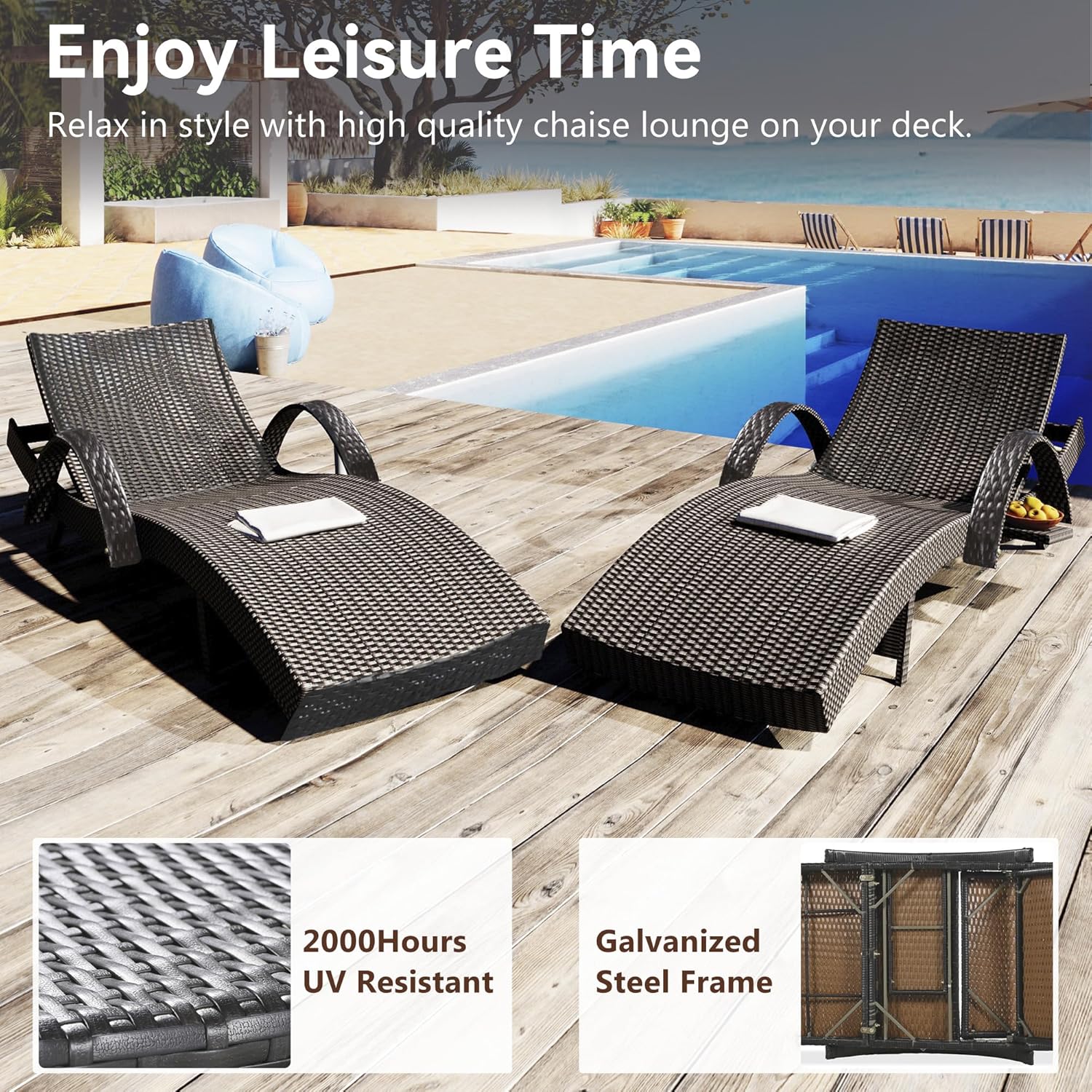 80'' Adjustable Reclining Chai - Outdoor Furniture Recliner Set 评论和价格