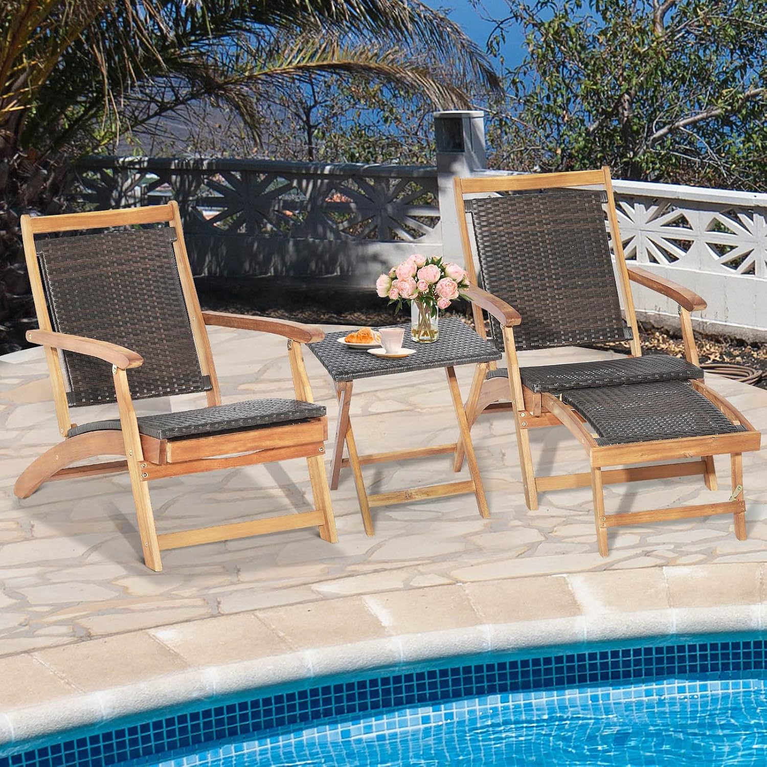 Foldable Outdoor Patio Lounge  - Outdoor Furniture Recliner Set 评论和价格