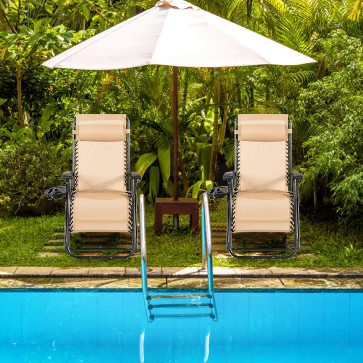 Zero Gravity Lounge Chair Set  - Outdoor Furniture Recliner Set 评论和价格