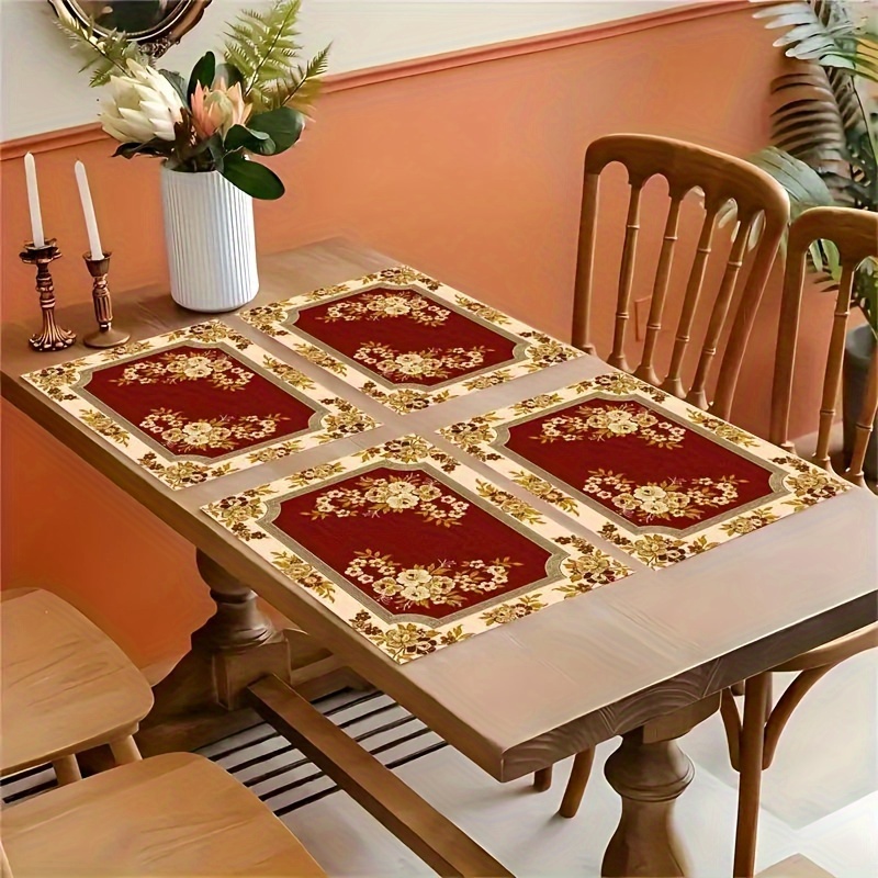 Light Luxury Wine Red Floral P - Outdoor Furniture Dining 评论和价格